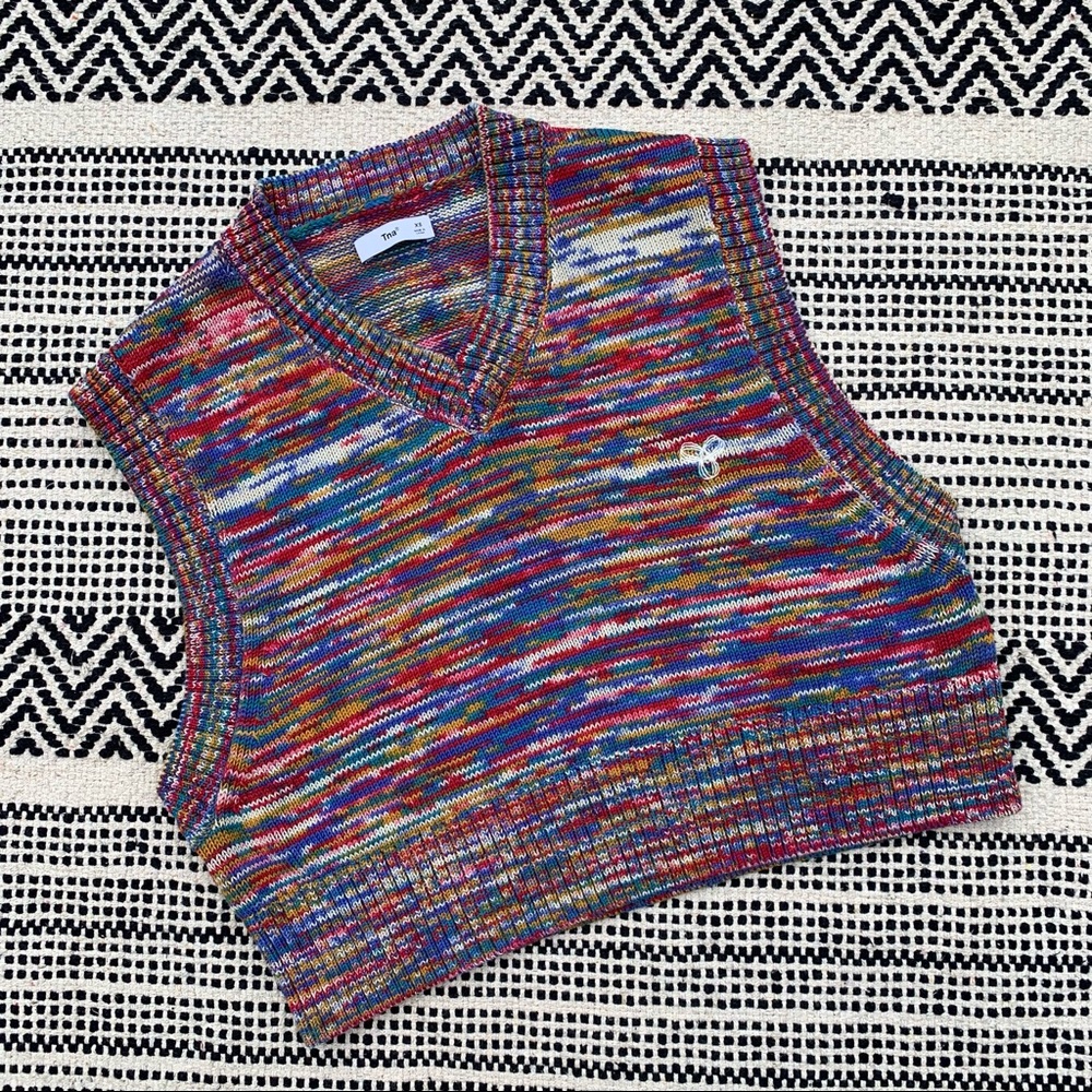 TNA Marcy Rainbow Knit Sweater Vest size XS - Picture 1 of 5